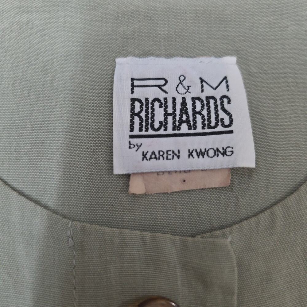 R&M Richards 2 Piece Pant Set Sage Green Button Front Top Casual Chic 8P Soft - Picture 6 of 10